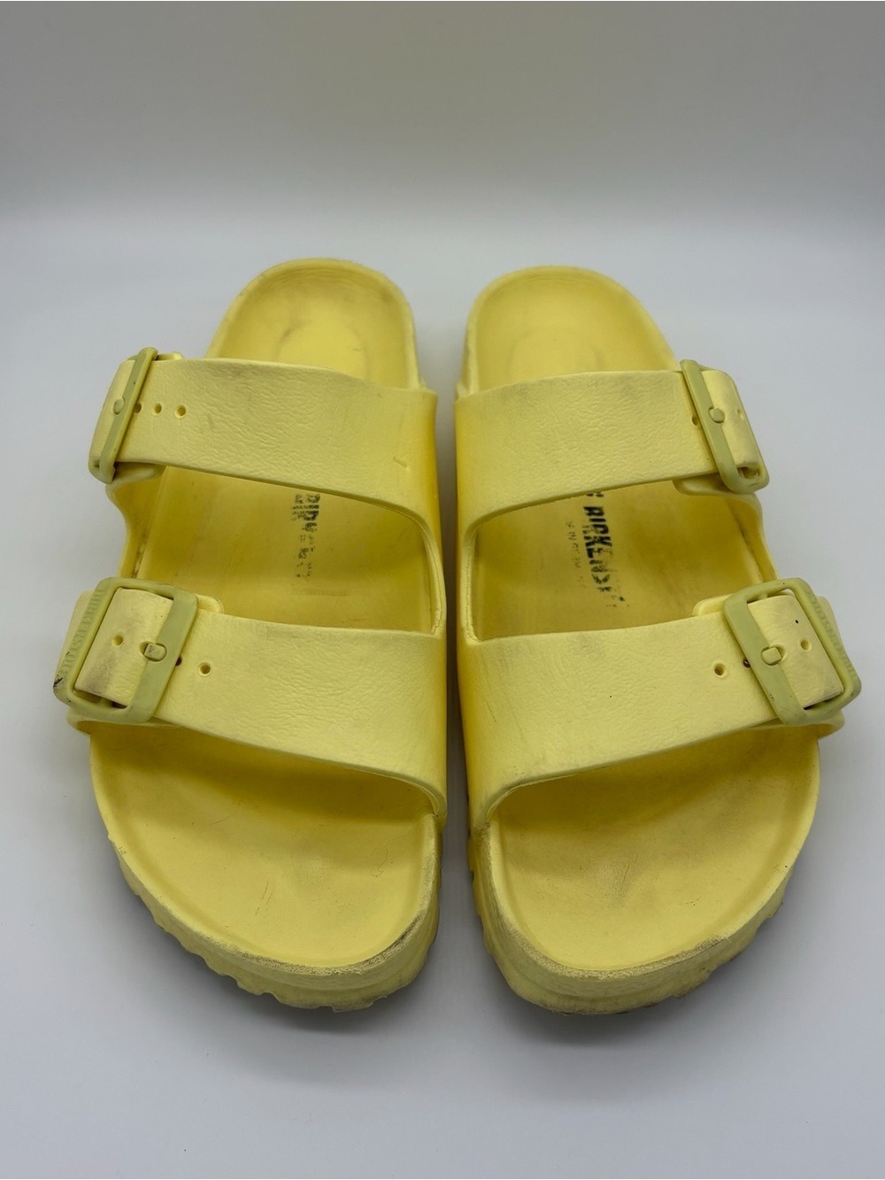 Birkenstock Yellow Double-Buckle Slide Sandals Size 38